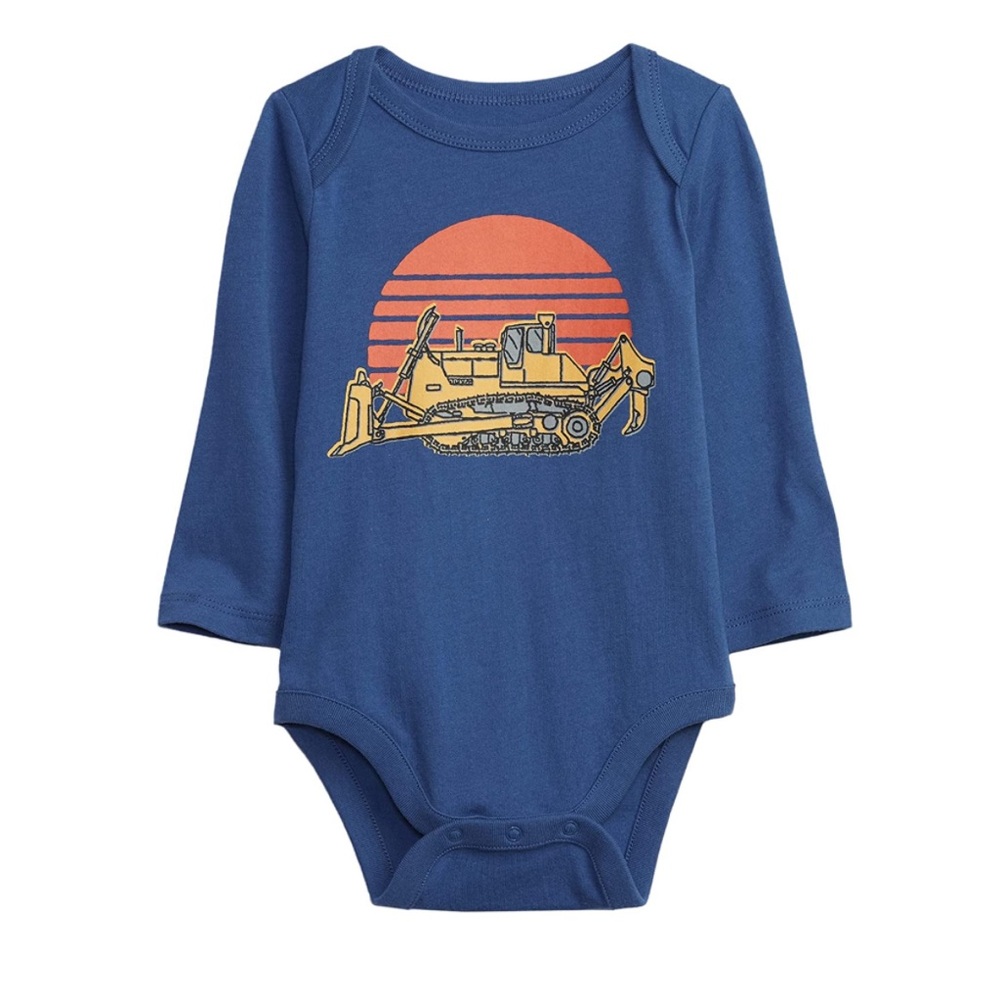NEW! GAP Baby Boys Brannan's Favorites Long Sleeve Bodysuit Imperial Blue 12-18M